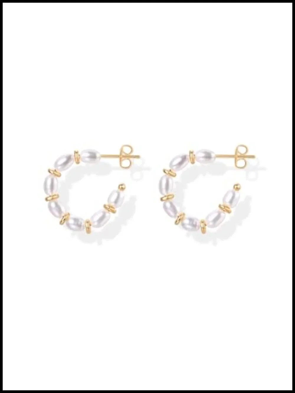 14K Gold Plated Freshwater Pearl Hoop Earrings for Women Hypoallergenic